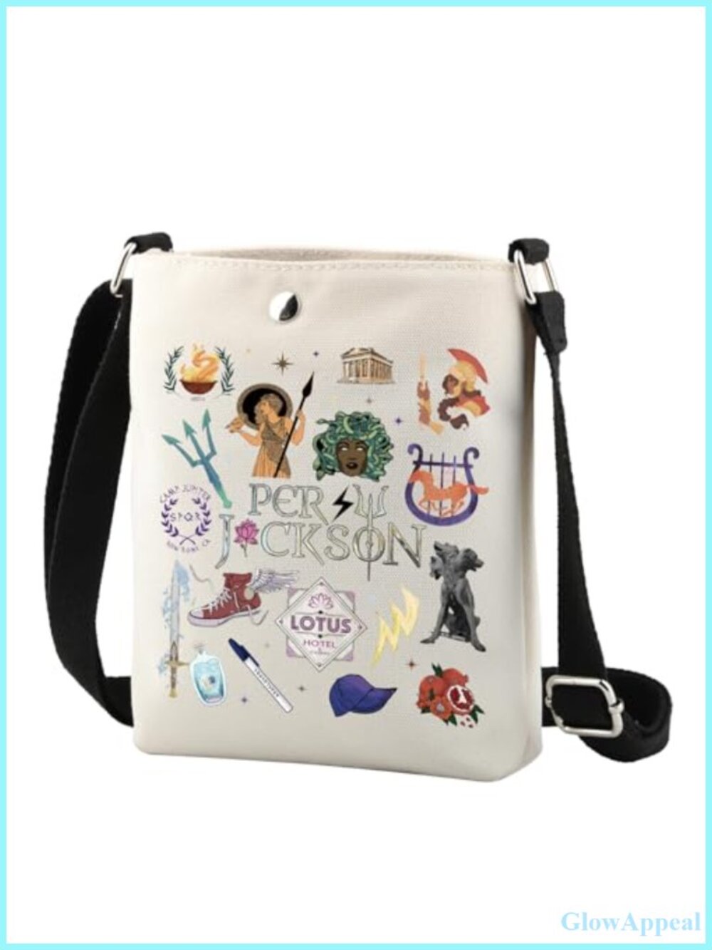 Canvas Crossbody Bag Floral Print Adjustable Strap Book Lover Gift